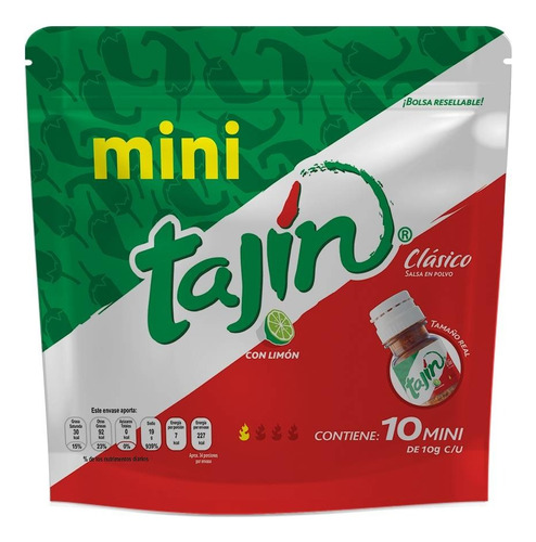 Salsa En Polvo Tajín Clásico Mini 10 Pzas 100 G