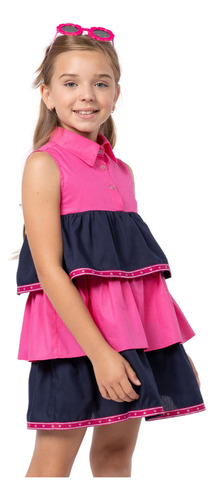 Vestido Infantil Meninas Pink E Azul Um Mais Um 851123 .ale.