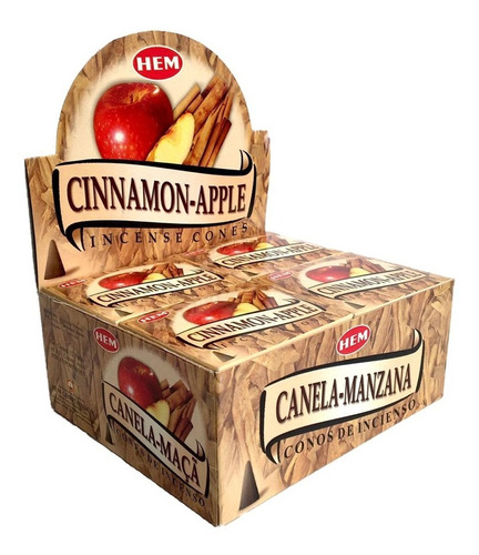 Incienso Cono Hem Mayoreo 12 Cajas Con 10 Conos Cada Una Fragancia Canela-Manzana