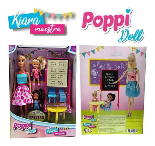 Imagen 5 de 5 de Muñeca Kiara Maestra Articulada Alumnas Pizarron Y Accesorio