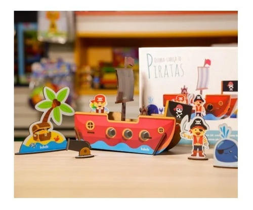 Imagem 4 de 5 de Brinquedo De Madeira Quebra-cabeça 3d Piratas Babebi