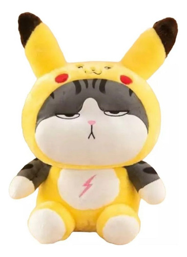 Peluche Gato Gruñón Con Disfraz De Pikachu Suave Chico