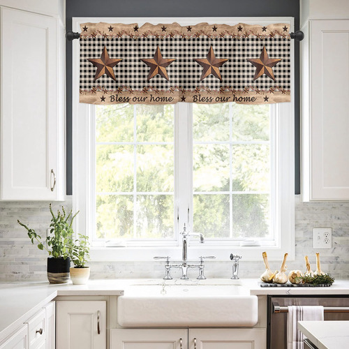 Cortina Ventana Cocina Estrella Oeste Bayas Cenefa 54x18