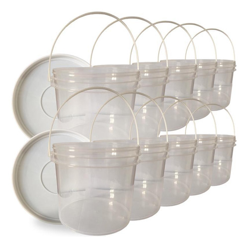 Pote para alimentos Nastripack Balde transp 2.2l tampa lacre onde comprar 10 pçs 2L branco