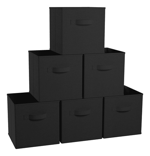 Greenco Organizadores Set 6 Cubos Plegables Tela Negro Ropa