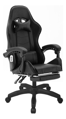 Cadeira Gamer Giratória Com Apoio De Pé Kelter Preta V7001x