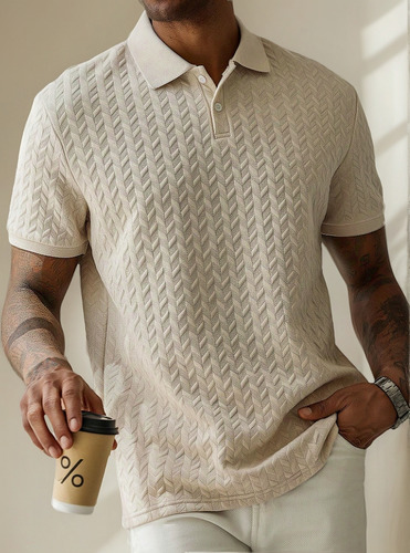 Polo De Jacquard Para Hombrecasual Y Cómodo Para Las Salidas