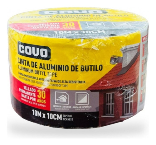 Cinta De Impermeabilizar De Aluminio De Butilo Covo 10mx10cm