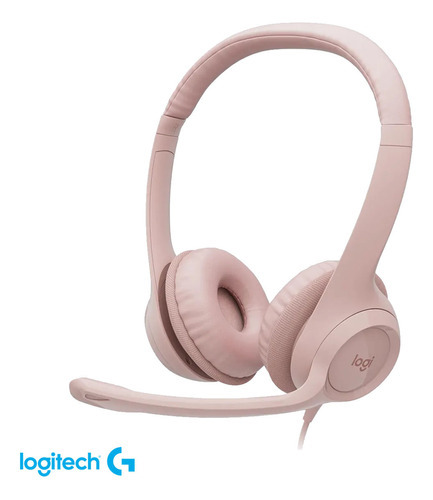 Audifono Logitech H390 Usb - Cancelación De Ruido Color Rosa