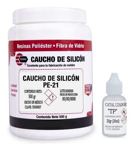 Caucho De Silicón Pe-21 500g Para Moldes Y Resina Poliéster 