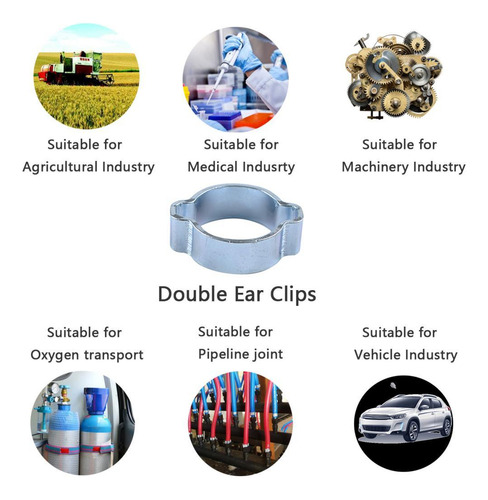 Acero Doble Oreja Crimp O Clips Manguera Tubos Abrazaderas