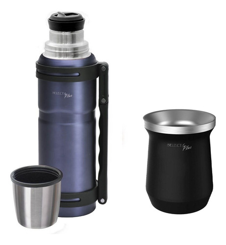 Termo Selecta Plus + Mate Azul Jean Acero Inoxidable 1,2 Lts