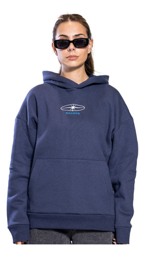 Buzo Hoodie Frisa Canguro Capucha Bordado Mujer Bolsilos Alg