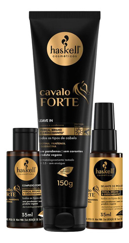  Kit Cavalo Forte 3 Itens Complexo + Selante + Leave-in