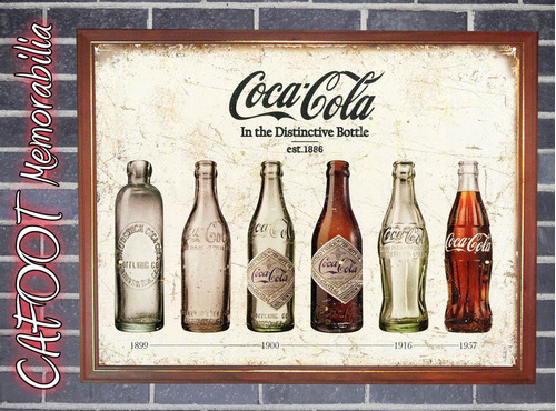 Coca Cola Botellas Vintage Poster Enmarcado Vidriado