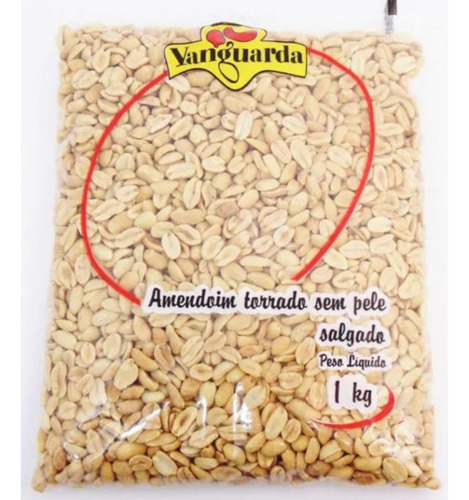 Amendoim Torrado Sem Pele Sem Sal Vanguarda 1kg