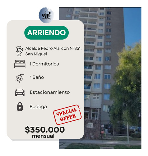 Arriendo Depto Alcalde Pedro Alarcon 851 1h1b