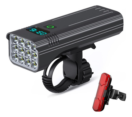 Luz De Bicicleta 12led 10000mah 5000 Lúmenes Con Luz Trasera