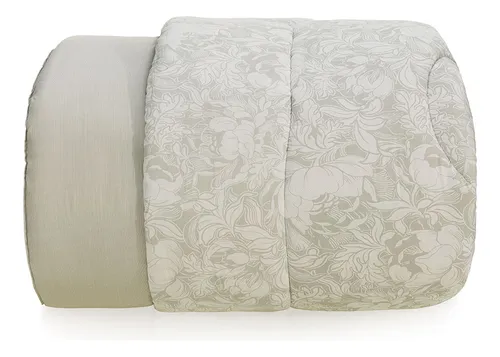 Acolchado Karsten Queen Reversible Algodón 160 H Color Gris Flores Diseño De La Tela Aisha
