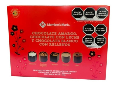 Chocolates Amargo, Con Leche, Blanco, Rellenos, 340g