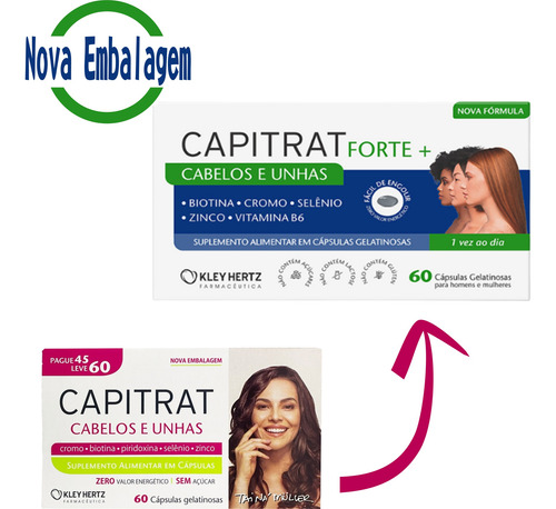 Kit 4 Capitrat Cabelos E Unhas 60caps Original Antiqueda