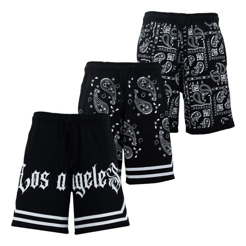 Pack 3 Bermudas Ares Estampadas Grecas Paliacate Hombre