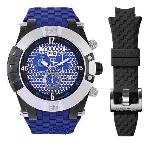 Reloj Hombre Mulco Mw-5-3068-041 Prix Snap Color De La Correa Azul Color Del Bisel Negro Color Del Fondo Azul