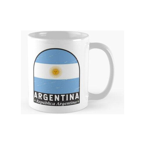 Taza Emblema De La Bandera De Argentina Vintage Apenado Cali