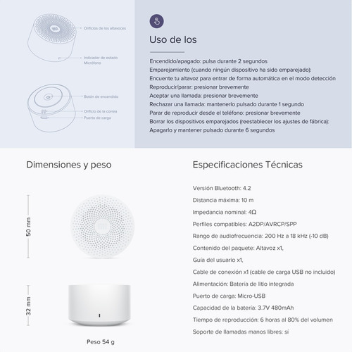 Mini Parlante Con Altavoz Xiaomi Mi Compact Blueooth 4.2