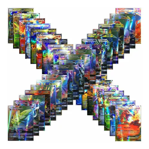 Pack 40 Cartinhas Pokémon Folha de Ouro Lendário sem Repetir