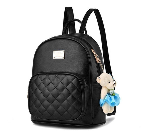 Mochila Mini /bolso Negra De Piel/ Moda/casual/monedero