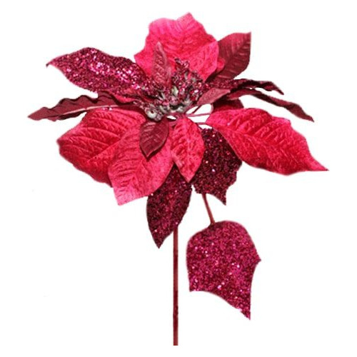 Poinsettia Fucsia Aterciopelada De 22 Cm - Spineto