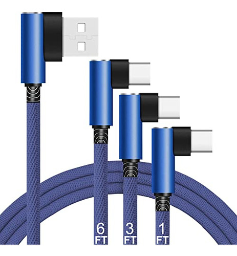 3 Paquetes De Cables Tipo C De 90 Grados De 1-3-6 Pies  Carg