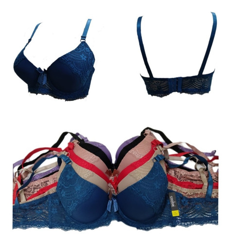 Set 5 Brasier Dama Con Encanje Push Up Con Varilla Cómodo