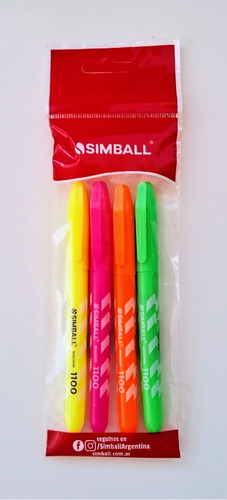 Resaltadores 1100 X 4 Colores Fluo Simball
