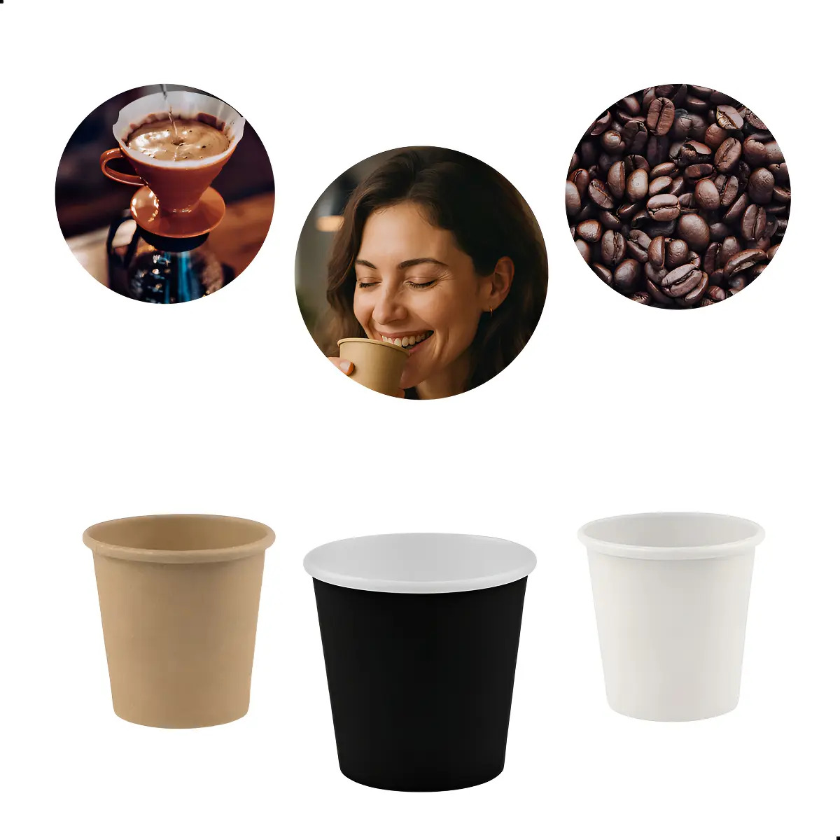 Copo Papel 110ml Café Expresso Chá 100copos Biodegradável Cor Preto Com Branco
