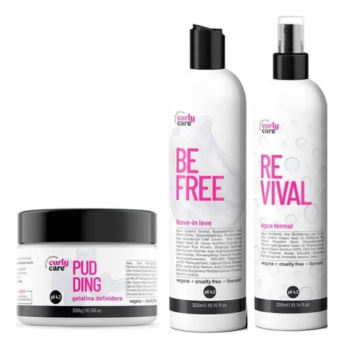 Curly Care Kit Leave-in Leve, Agua Termal Pudding Gelatina