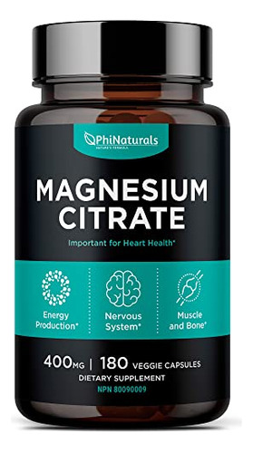 Citrato De Magnesio 400mg 180 Cap Phinaturals