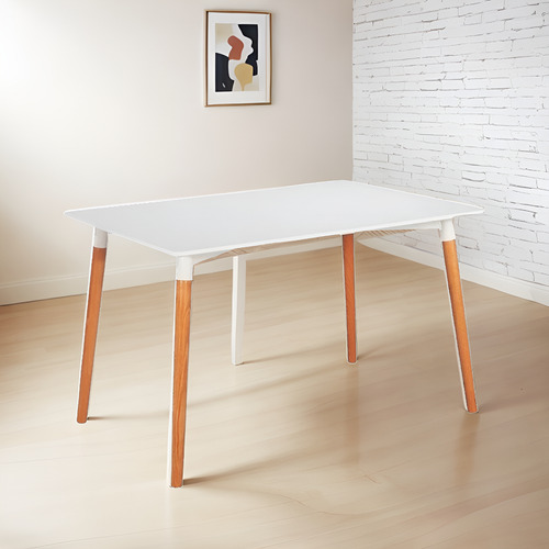 Mesa Nórdica Rectangular Madera Mdf 1.20 X 0.80 Blanco Madera Clara
