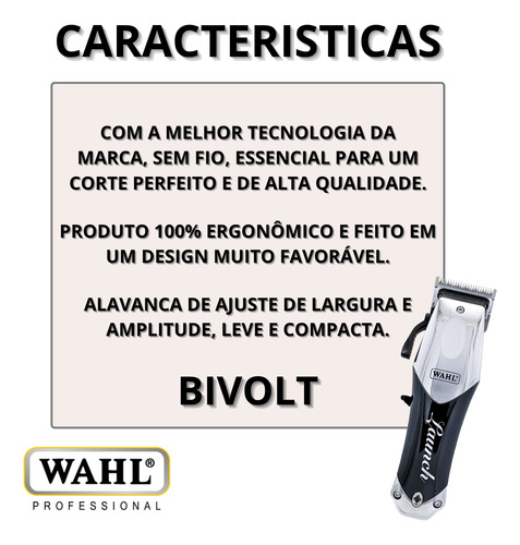 Máquina De Cortar Cabelo Launch Wahl Cordless Ions De Lítio