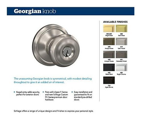 Schlage F51a Geo 619 Col Georgian Pierna Con Collins Trim