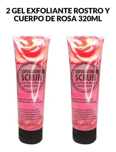 2 Gel Exfoliante Rostro Y Cuerpo De Rosa 320ml