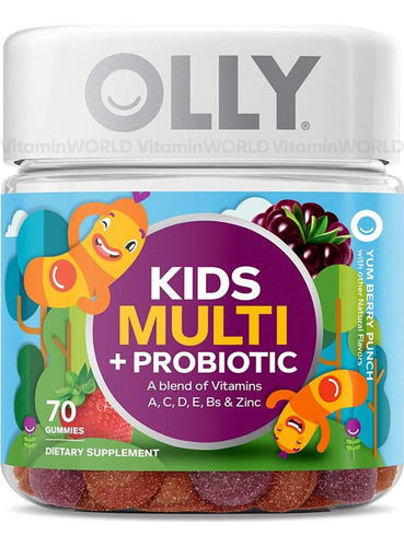 Olly Kids multi +probiotic Niños Probioticos Premium Vitaminas A,c,d,e,b's & Zinc Sabor Berrys