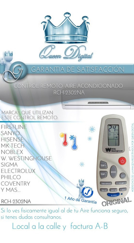 Imagen 2 de 9 de Control Remoto Aire Acondicionado Rch2302na Westinghouse