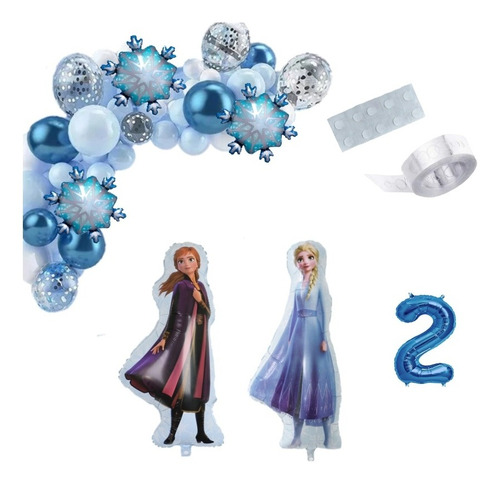Globos Elsa Y Ana , Frozen , Copos De Nieve, Arco De Globos 