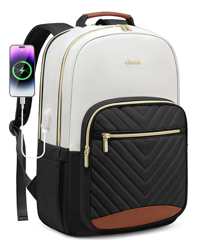 Lovevook Mochila Para Laptop Para Mujer, Negro - Beige - Cue