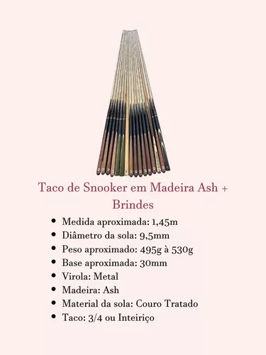 Taco De Sinuca Profissional Rosca 3/4 Ash Omin Enlighten E3b