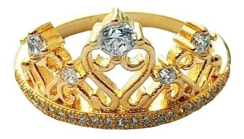 Aniilo Plata 925 Dorado Corona Cubic Zirconia Anpl682