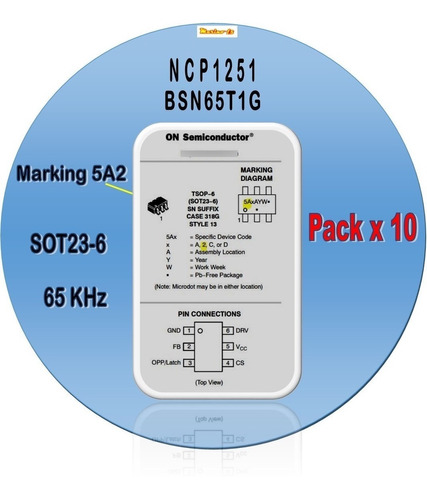 Ncp1251   Sot23-6    Marking  5a2  Pack X10