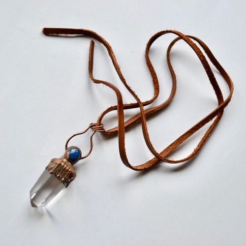 Imagen 2 de 6 de Amuleto - Collar Piedras Lapislazuli Y Cuarzo Cristal, Cod1